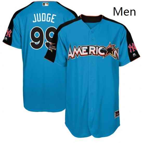 Mens Majestic New York Yankees 99 Aaron Judge Replica Blue American League 2017 MLB All Star MLB Jersey